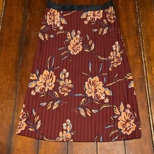 Leith Maroon Floral A-Line Skirt